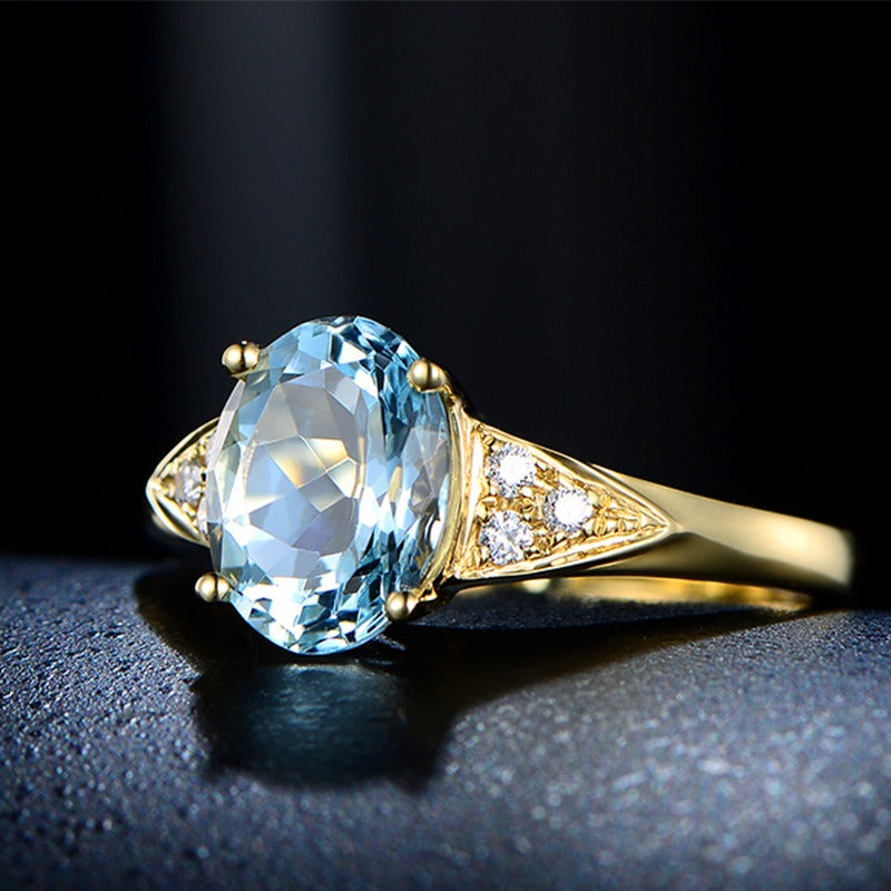 Simulated aquamarine gemstone ring