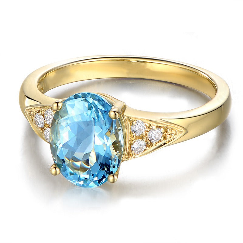 Simulated aquamarine gemstone ring