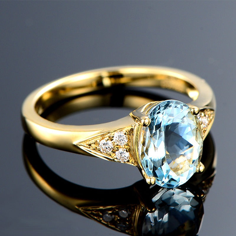 Simulated aquamarine gemstone ring