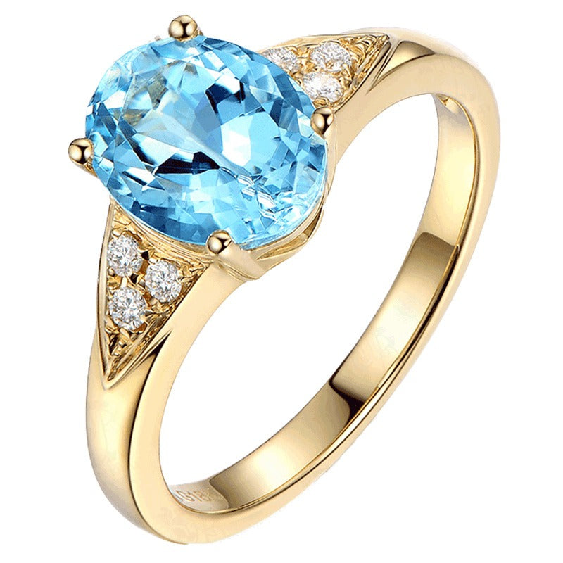 Simulated aquamarine gemstone ring